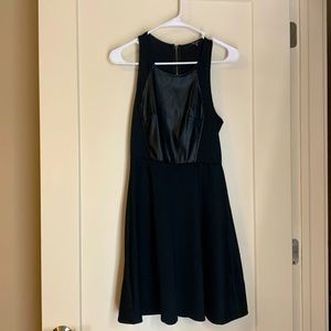 Flare skater dress with faux leather top